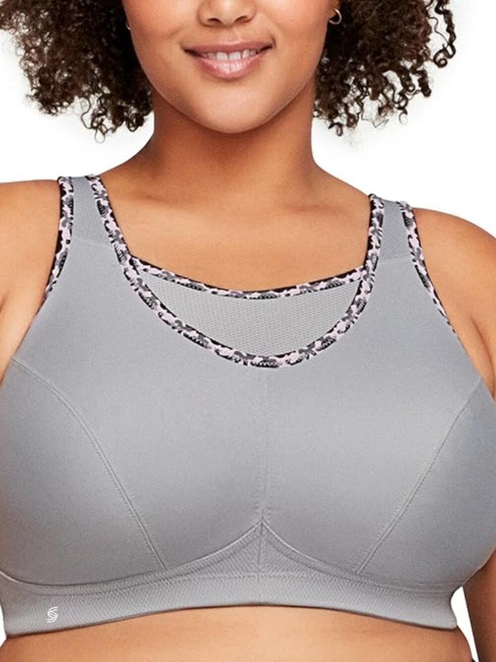 Glamorise ✨ Camisole Sports Bra Wirefree #1066 Soft Gray/Pink 38F NWOT